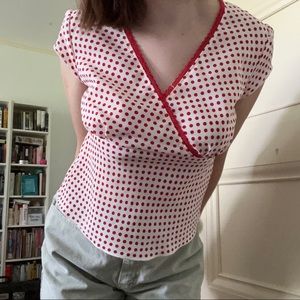Adorable vintage 90s polka dot blouse